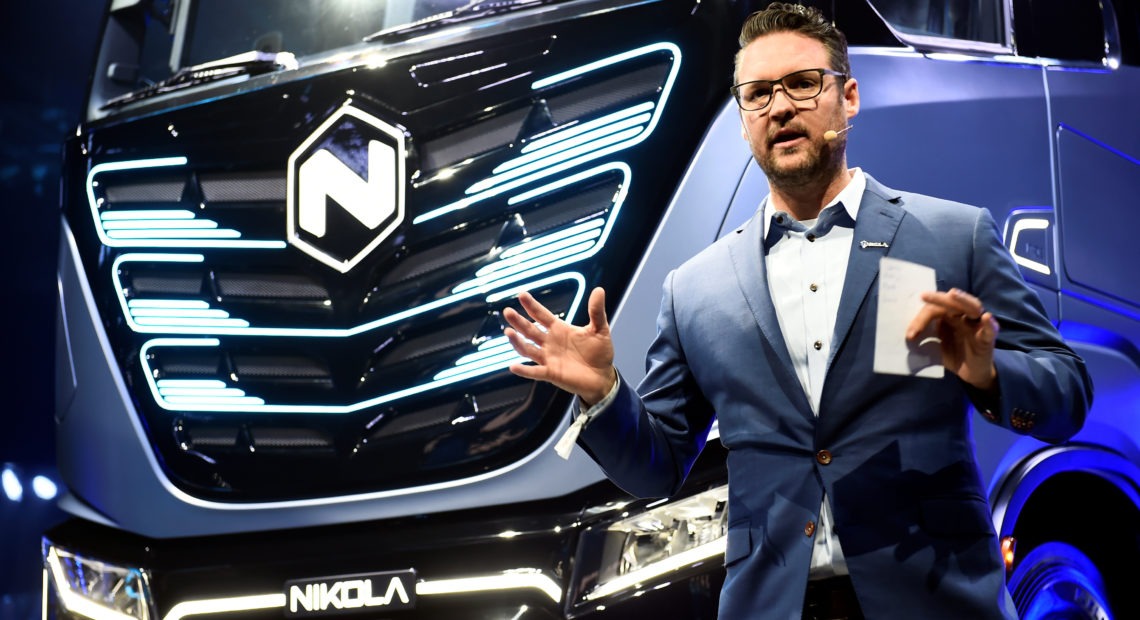 Trevor Milton, the founder of Nikola, speaks during a presentation in Turin, Italy December 2, 2019. Milton resigned as executive chairman over allegations that he made misleading claims about the company's technology. Milton has denied the accusations. Massimo Pinca/REUTERS