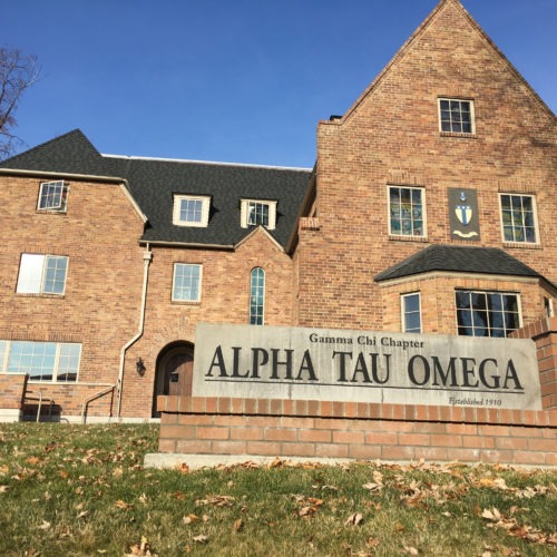 Photo of the Alpha Tau Omega fraternity house at Washington State University in Pullman