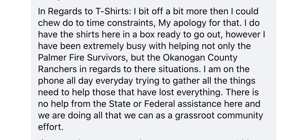 Daniel Pratt's response to handling of t-shirt money. He says I bit more than I could chew due to time constraints