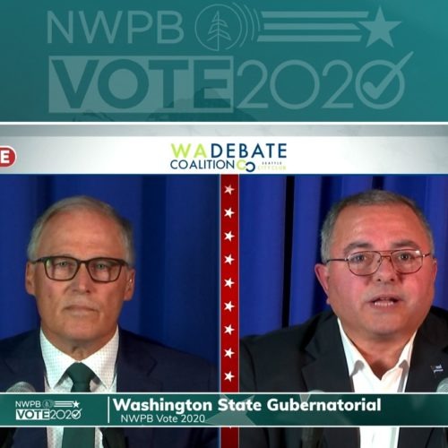 Incumbent Gov. Jay Inslee met with his GOP challenger, Republic Police Chief Loren Culp, on Wednesday, Oct. 7, for a debate sponsored by the Washington State Debate Coalition and broadcast statewide.