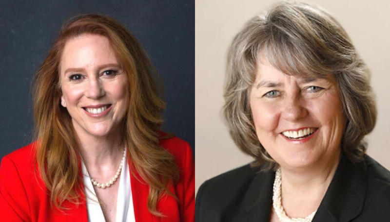 Republican Kim Wyman, left, is seeking a third term as Washington Secretary of State. Democratic challenger Gael Tarleton is seeking to unseat Wyman.