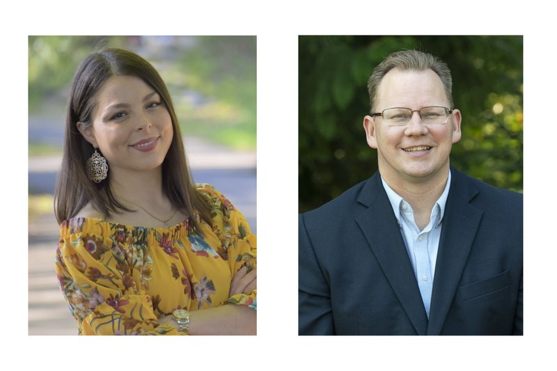 Maia Espinoza, a candidate for Washington state superintendent of public instruction, is shown at left in an undated photo taken by Monica Marchetti and provided by her campaign. Espinoza is challenging incumbent state superintendent Chris Reykdal, right, shown in an AP photo taken Oct. 2, 2020, in Olympia, Wash., in the upcoming November election. 