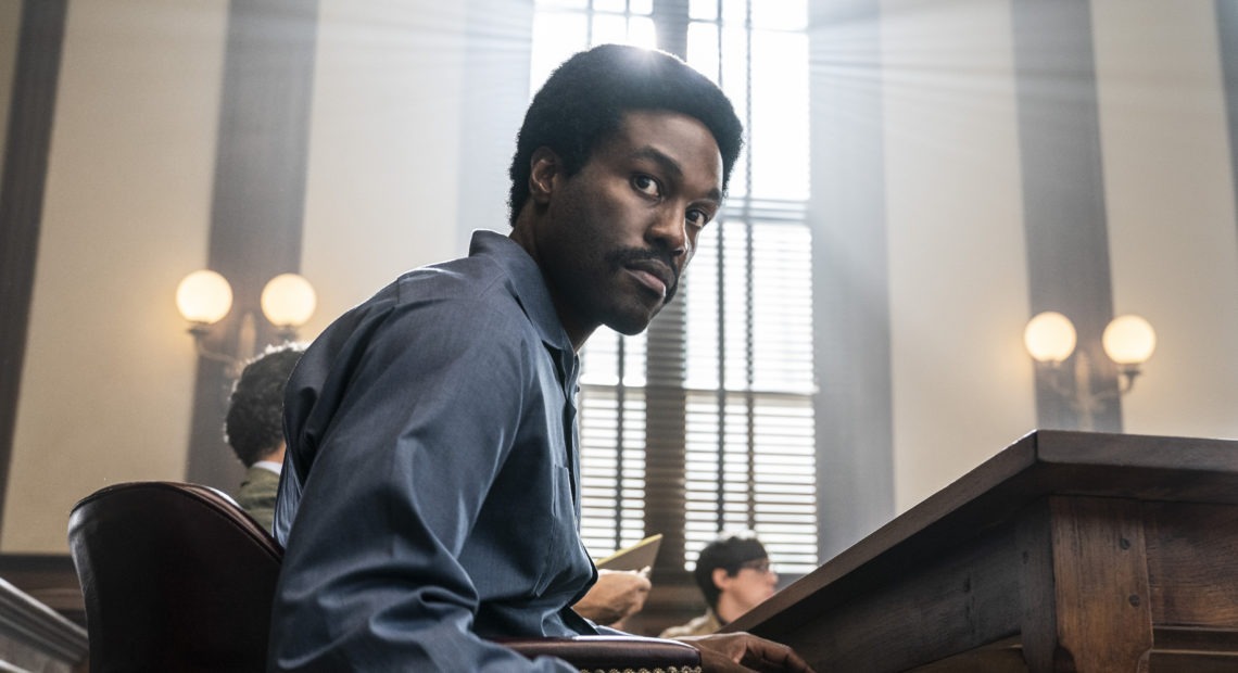 This image released by Netflix shows Yahya Abdul-Mateen II as Bobby Seale in a scene from The Trial of the Chicago 7. Niko Tavernise/AP