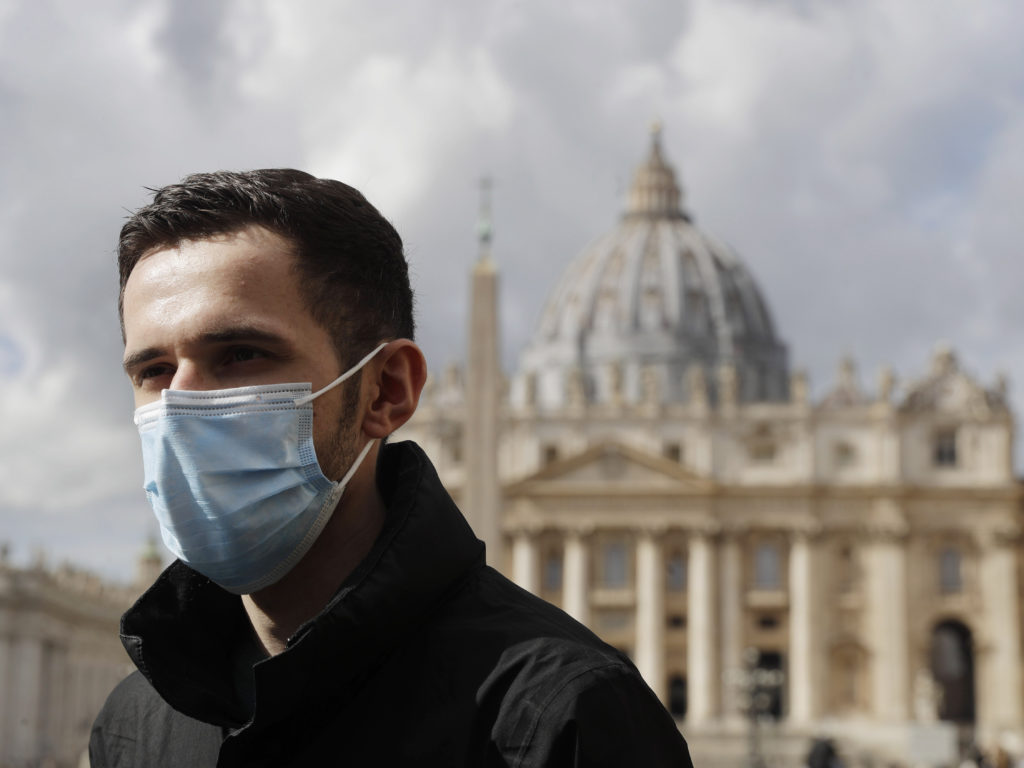 Whistleblower Kamil Jarzembowski meets journalists outside St. Peter's Square at the Vatican on Oct. 14. He reported the abuse to Roman Catholic Church authorities in 2012. In 2017, he went public. "I saw my roommate being abused by another seminarian," he told an Italian investigative TV program. "I was scared. I didn't understand. It was the first time I saw two people having sex." CREDIT: Gregorio Borgia/AP