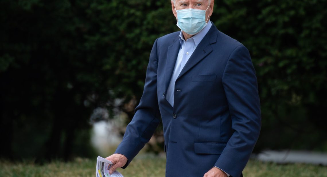 Democratic presidential nominee Joe Biden, seen leaving St. Ann's Church in Wilmington, Del., on Sunday, has declined in recent days to say whether he would attempt to add justices to the Supreme Court, if he's elected president. Roberto Schmidt/AFP via Getty Images