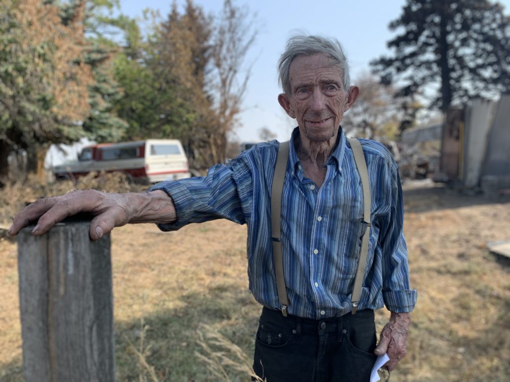 James Jacobs lost his home to the fire that destroyed much of Malden and Pine City on Labor Day 2020. And like many others, didn't have insurance. CREDIT: Kirk Siegler/NPR