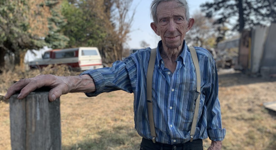 James Jacobs lost his home to the fire that destroyed much of Malden and Pine City on Labor Day 2020. And like many others, didn't have insurance. CREDIT: Kirk Siegler/NPR