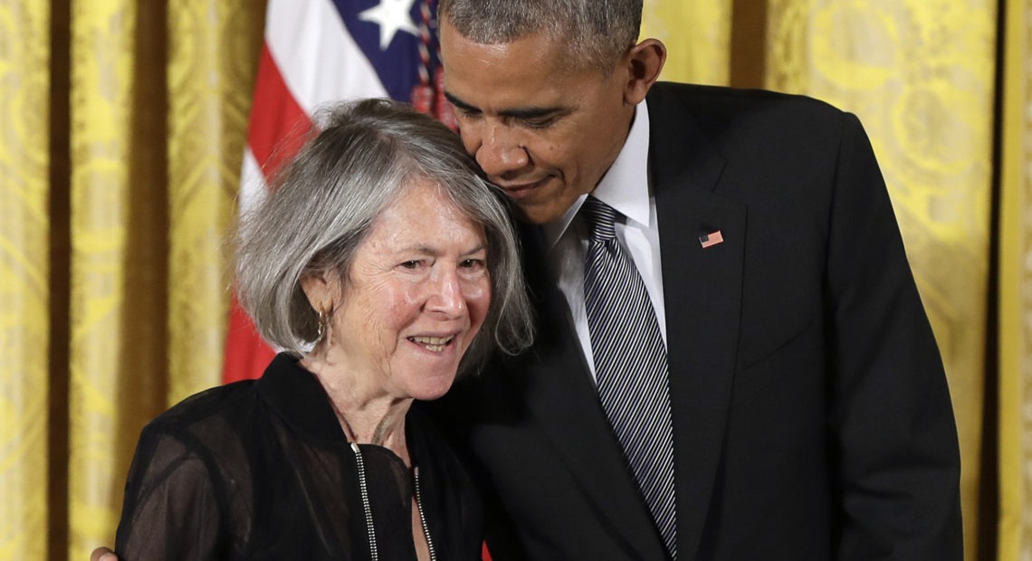 Poet Louise Glück received the the National Humanities Medal from President Barack Obama in 2016. On Wednesday, Glück was awarded the 2020 Nobel Prize in Literature. CREDIT: Carolyn Kaster/AP