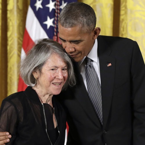 Poet Louise Glück received the the National Humanities Medal from President Barack Obama in 2016. On Wednesday, Glück was awarded the 2020 Nobel Prize in Literature. CREDIT: Carolyn Kaster/AP