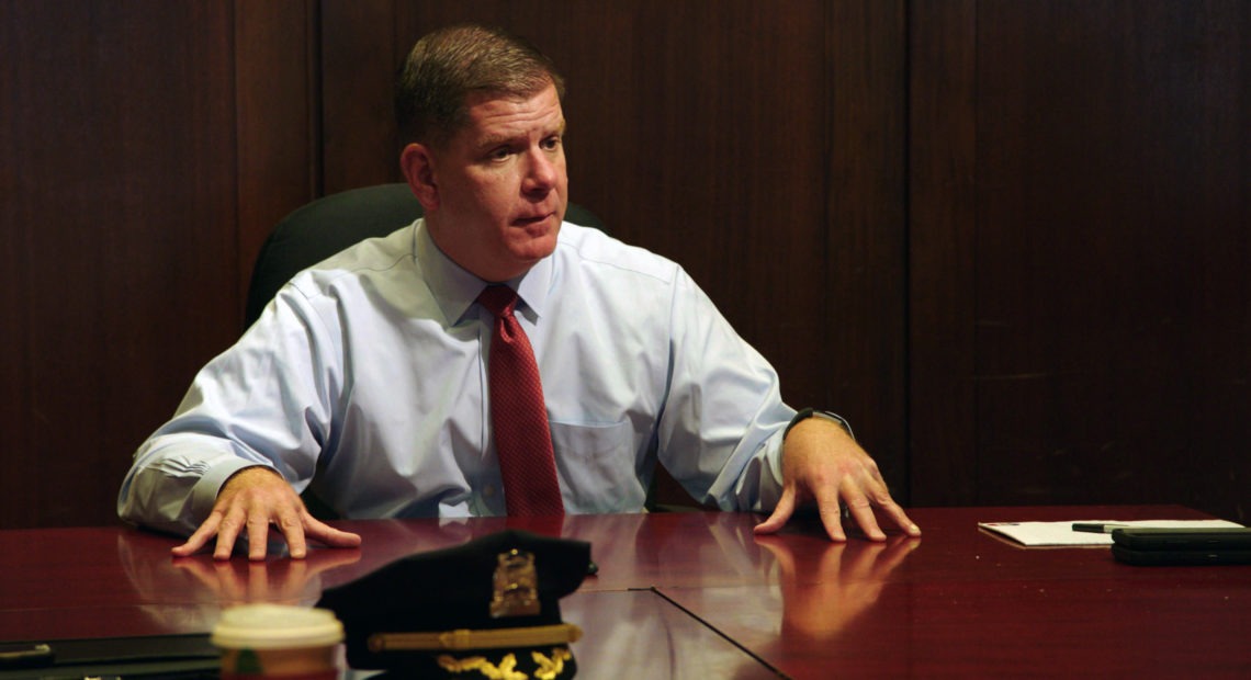 City Hall tags along as Boston mayor Marty Walsh attends various appointments and public appearances — including this meeting about violent crime. Courtesy of Zipporah Films