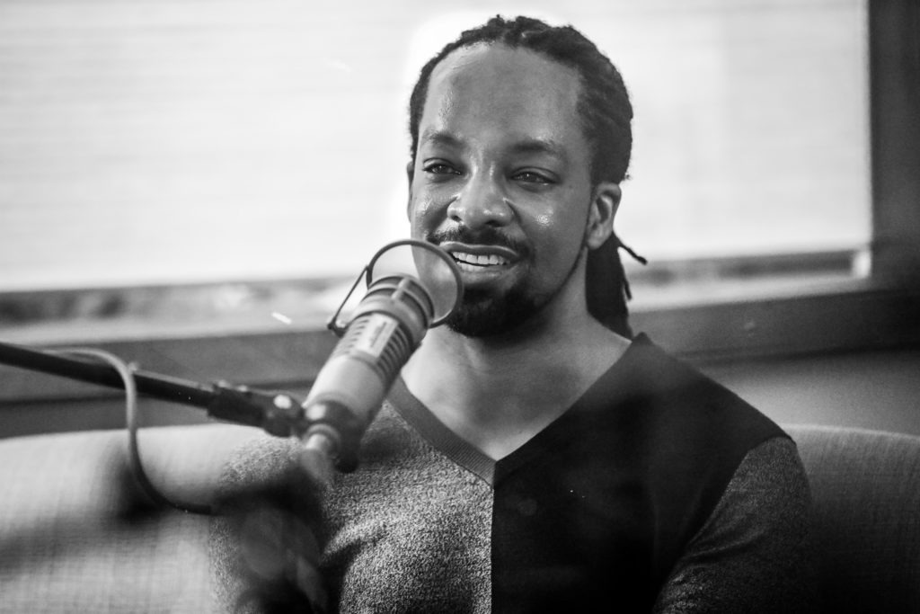 A photo of Jericho Brown from a recording of Traverse Talks With Sueann Ramella.