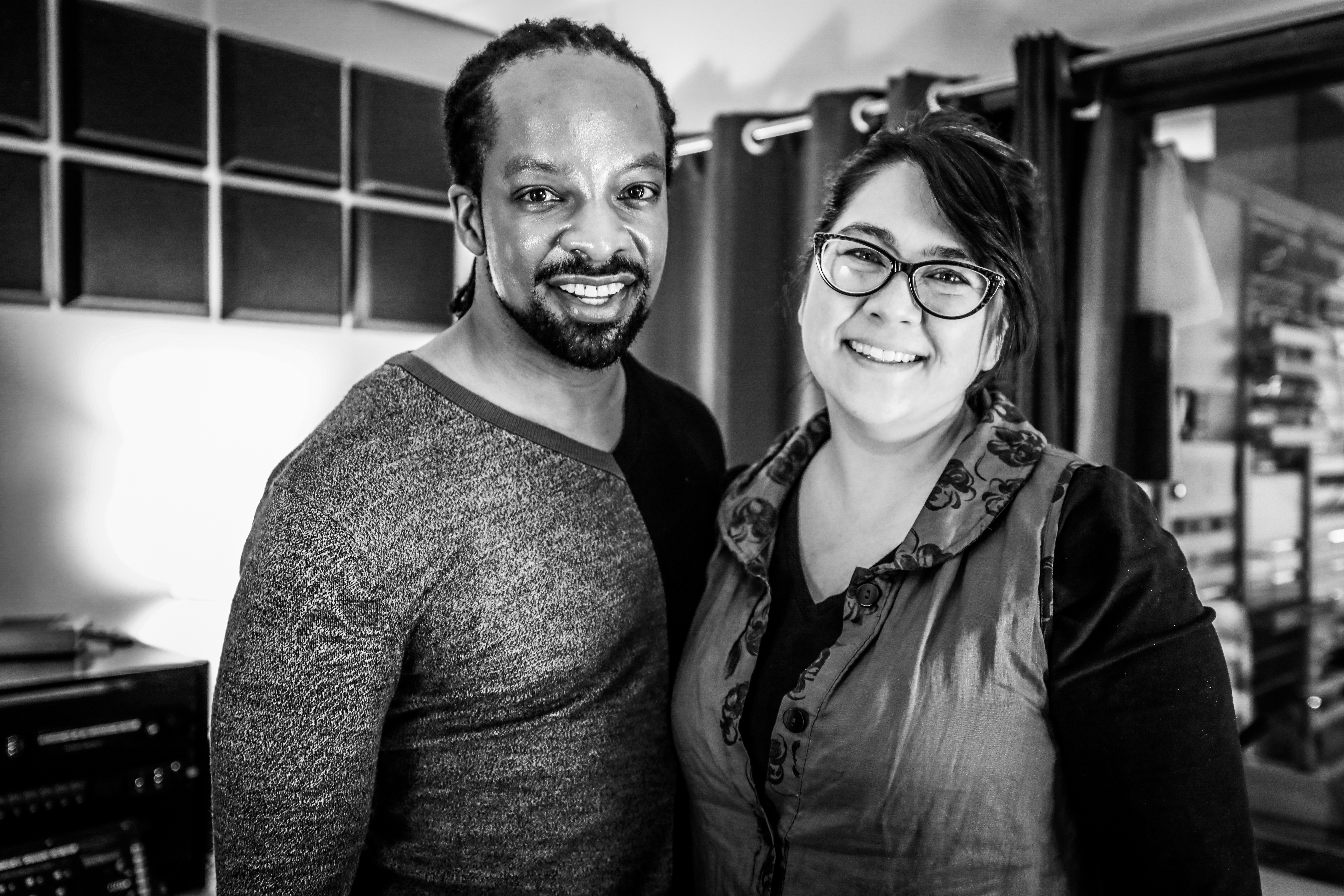 Jericho Brown and Sueann Ramella after a recording of Traverse Talks with Sueann Ramella.