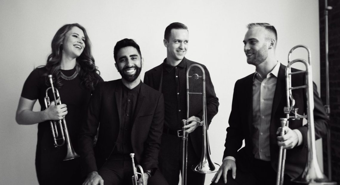 The members of New York-based brass quartet The Westerlies are rehearsing together thousands of miles apart, thanks to Audio Movers. Courtesy of the artist