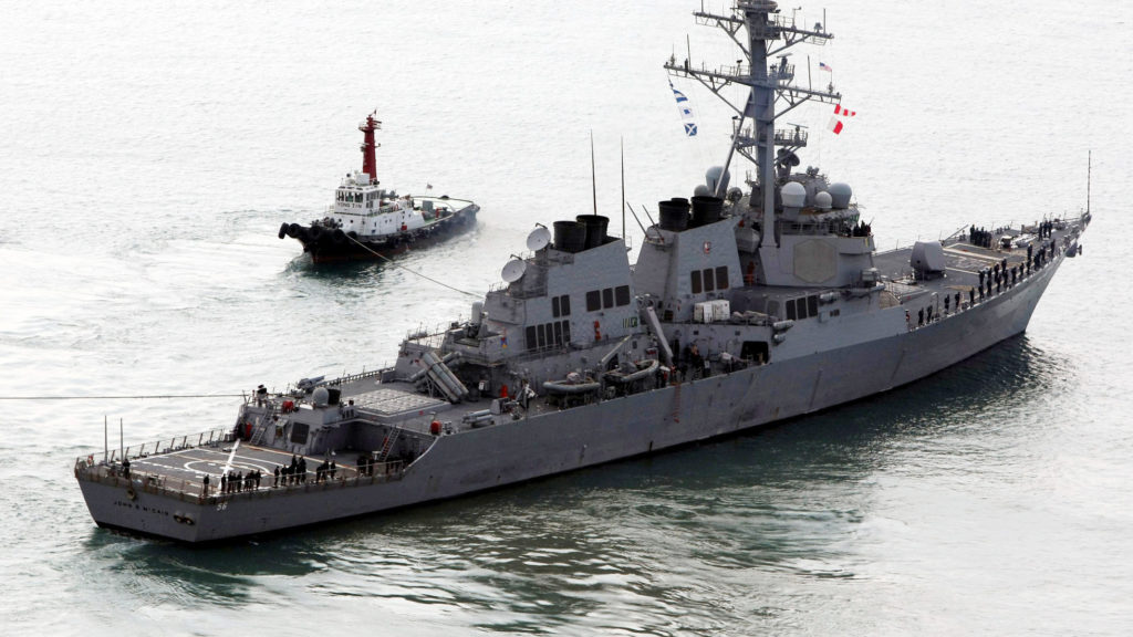 The John S. McCain (DDG-56) leaves a naval port in Busan, South Korea, in 2009. Jo Jung-ho/AP