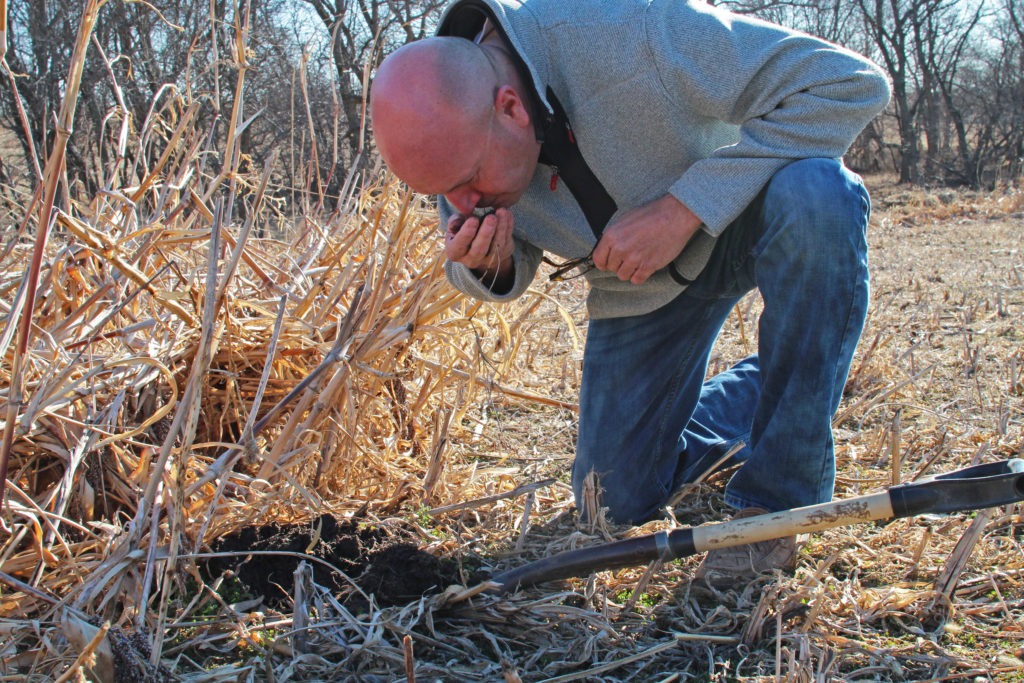 Del Ficke, a farmer in Pleasant Dale, Neb., has embraced the cause of building carbon-rich soil, capturing carbon dioxide from the air in the process. CREDIT: Dan Charles/NPR