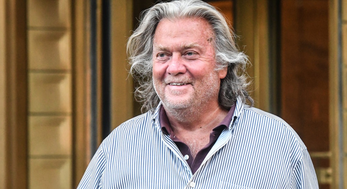 Former White House chief strategist Steve Bannon, shown here in August, had a Twitter account associated with him suspended after the social media company said his comments violated its "policy on the glorification of violence." Stephanie Keith/Getty Images