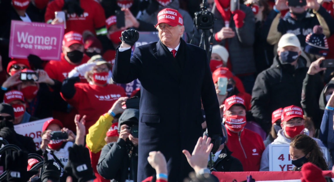 President Trump told supporters during a rally in Dubuque, Iowa, that the results of the presidential race should be known on election night. CREDIT: Mario Tama/Getty Images