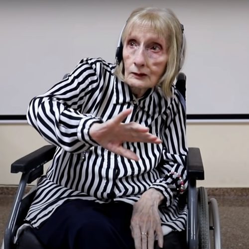 A former ballerina named Marta C. González, dancing to the music of Swan Lake in a video still from YouTube.