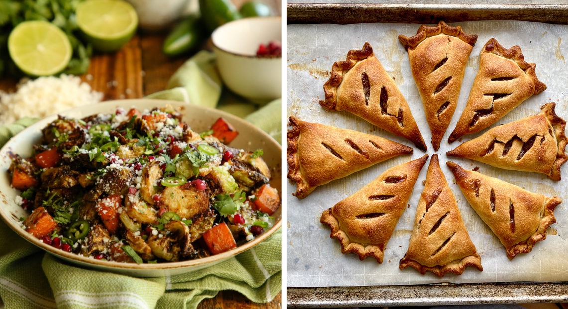 Chef Aarón Sánchez's Brussels sprouts with roasted jalapeño vinaigrette and Chef Sohla El-Waylly's apple (hand) pie