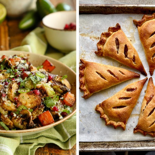 Chef Aarón Sánchez's Brussels sprouts with roasted jalapeño vinaigrette and Chef Sohla El-Waylly's apple (hand) pie