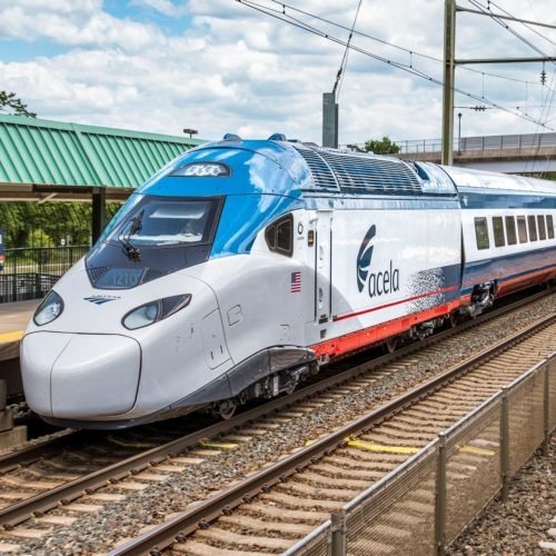 Acela II passes through Halethorpe, MD on its way to Washington DC for the first Amtrak has full rights to this image. New Acela 21 in Testing