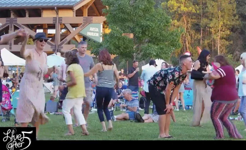 The "Live After 5" concert went on as planned in Coeur d'Alene, Idaho, on Aug. 19, with attendees dancing. Screenshot video/Facebook