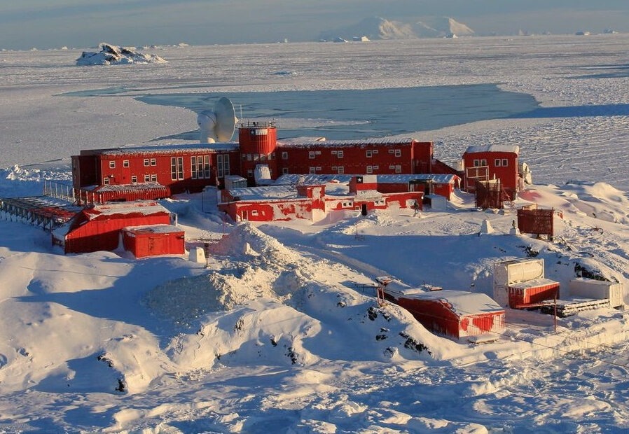 Chilean officials report 36 people have tested positive for the coronavirus on Antarctica. The permanent research station is located on tip of the continent south of Chile. CREDIT: Chilean Army/Reuters