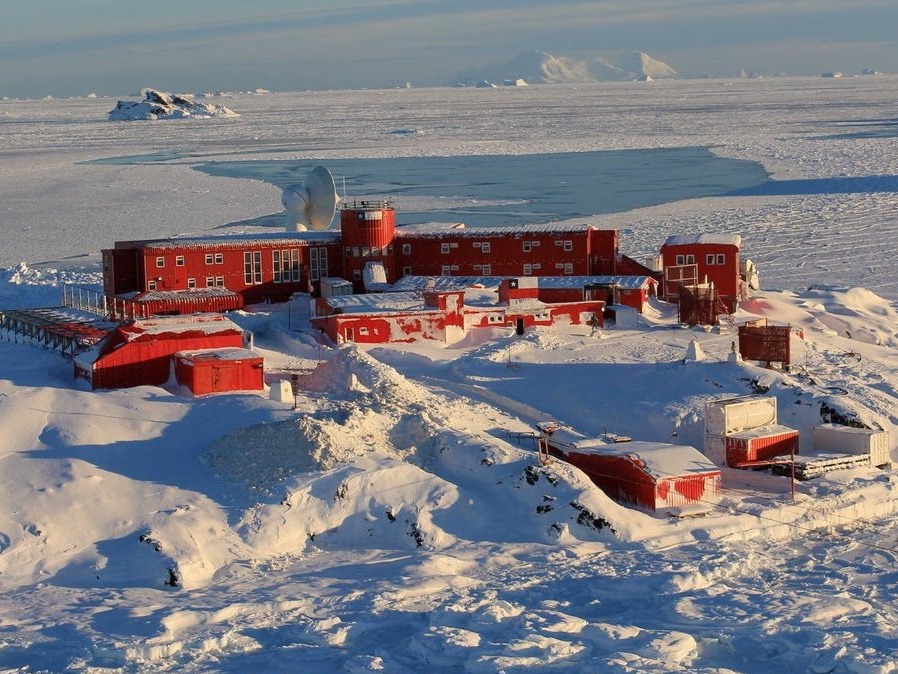 Chilean officials report 36 people have tested positive for the coronavirus on Antarctica. The permanent research station is located on tip of the continent south of Chile. CREDIT: Chilean Army/Reuters