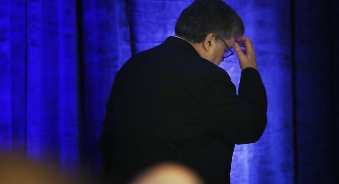 Attorney General William Barr after a speech to the International Association of Chiefs of Police Officer Safety and Wellness Symposium on Feb. 27 in Miami. Brynn Anderson/AP