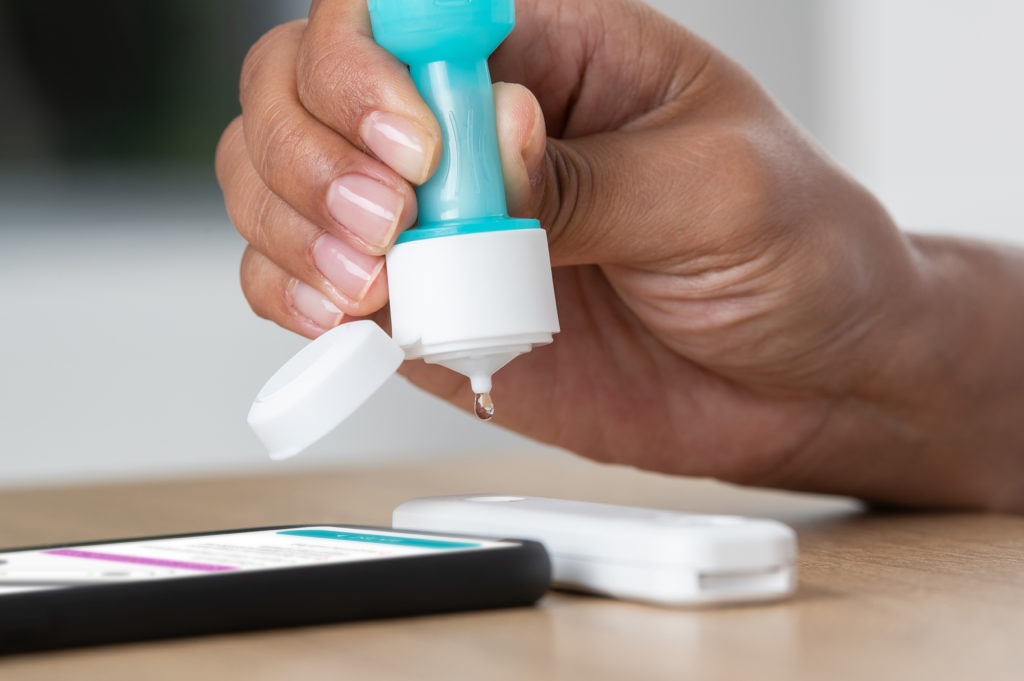 A new at-home test for the coronavirus has been approved by the U.S. Food and Drug Administration. The test will cost about $30 and will be available over-the-counter, according to the company who makes it, Ellume. CREDIT: Ellume Health