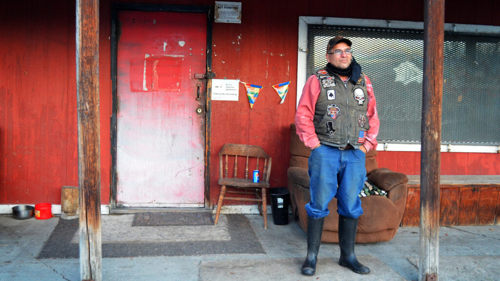 Gary Carden, 63, has owned and managed Nespelem's only tavern for about 25 years. Earlier this year, he spent a month in the hospital with COVID-19. CREDITl Eilis O'Neill