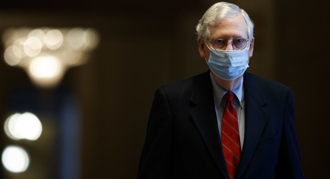 Senate Majority Leader Mitch McConnell wearing a face mask - December 2020