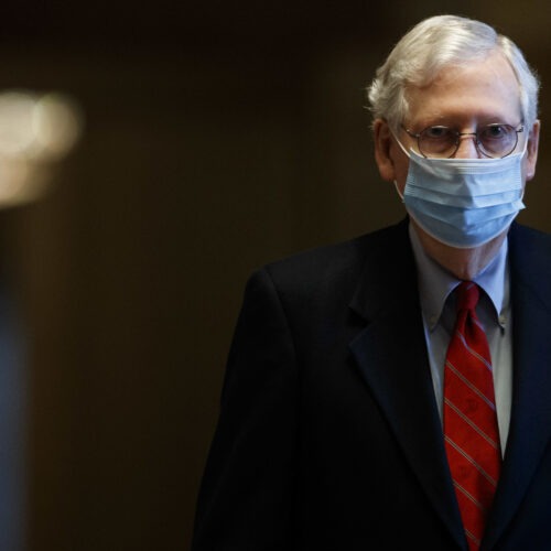 Senate Majority Leader Mitch McConnell wearing a face mask - December 2020