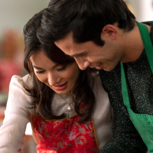 A Sugar & Spice Holiday, starring Jacky Lai and Tony Giroux, is Lifetime's first Chinese American Christmas romantic comedy. CREDIT: Kailey Schwerman/Courtesy of Lifetime 2020