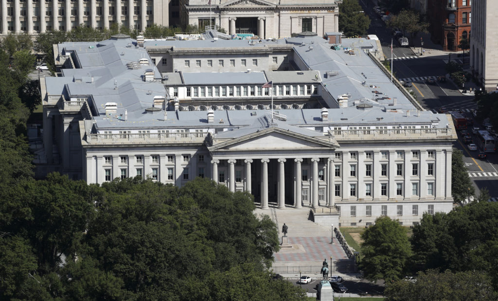 The U.S. Treasury Department building in Washington D.C.