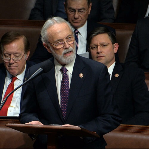 Rep. Dan Newhouse, R-Wash., speaks as the House of Representatives debates the articles of impeachment against President Donald Trump at the Capitol in Washington, Wednesday, Dec. 18, 2019. CREDIT: House TV-AP