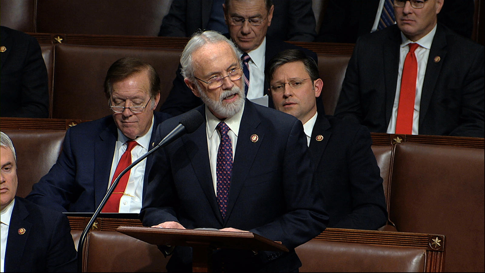 Rep. Dan Newhouse, R-Wash., speaks as the House of Representatives debates the articles of impeachment against President Donald Trump at the Capitol in Washington, Wednesday, Dec. 18, 2019. CREDIT: House TV-AP