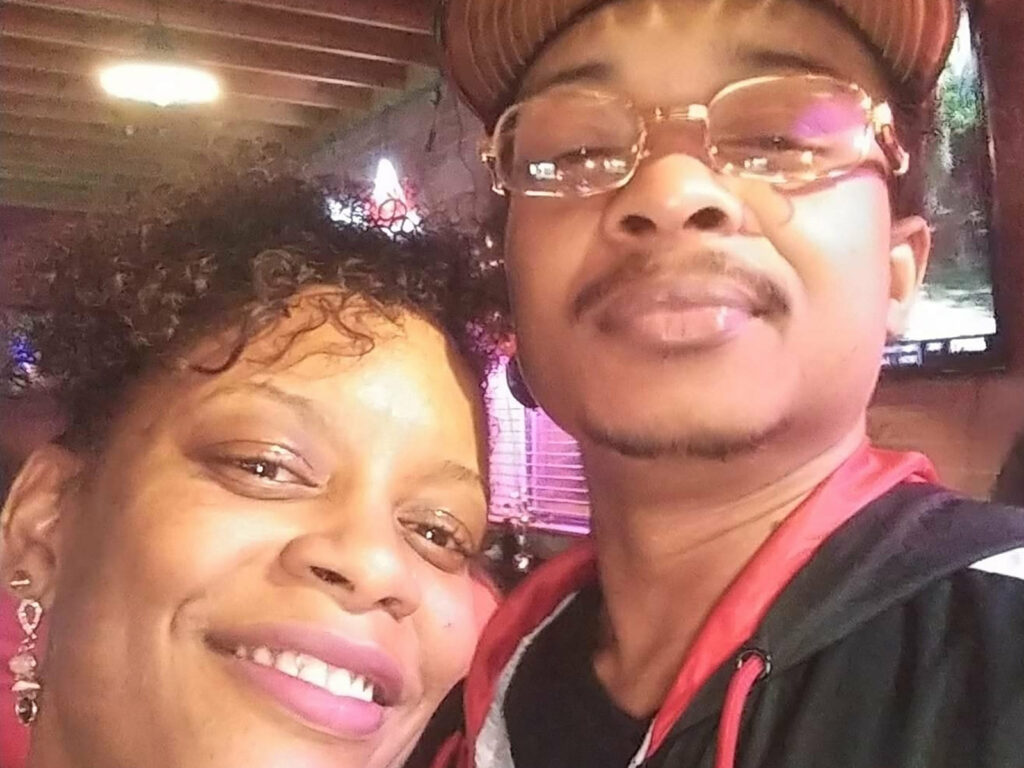 In a September 2019 selfie taken in Evanston, Ill., Adria-Joi Watkins poses with her second cousin Jacob Blake. Blake was shot multiple times by a Kenosha, Wis., police officer on Aug. 23. CREDIT: Adria-Joi Watkins/Via AP
