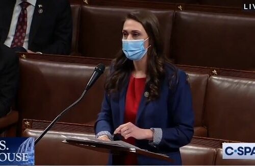 Washington Rep. Jaime Herrera Beutler spoke on the U.S. House floor on Jan. 6, 2021, after the mob attack on the Capitol, arguing against objections to the Electoral College certification in Congress. CREDIT: CSPAN/Screenshot
