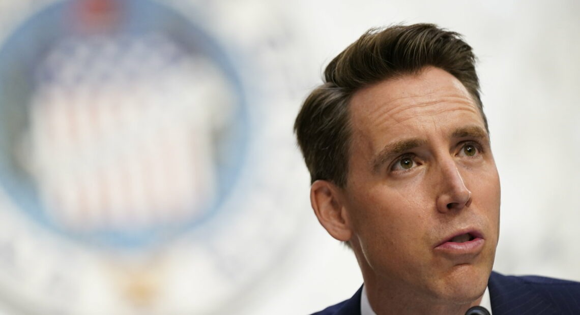 Senator Josh Hawley, a Republican from Missouri, speaks during a Senate Judiciary Committee confirmation hearing in Washington, D.C., U.S., on Tuesday, Oct. 13, 2020. Democrats get their first crack at questioning Amy Coney Barrett today during her U.S. Supreme Court confirmation hearing, where they plan to focus on how she might move the court in a more conservative direction on issues such as health care and abortion. Photographer: Patrick Semansky/AP Photo/Bloomberg via Getty Images