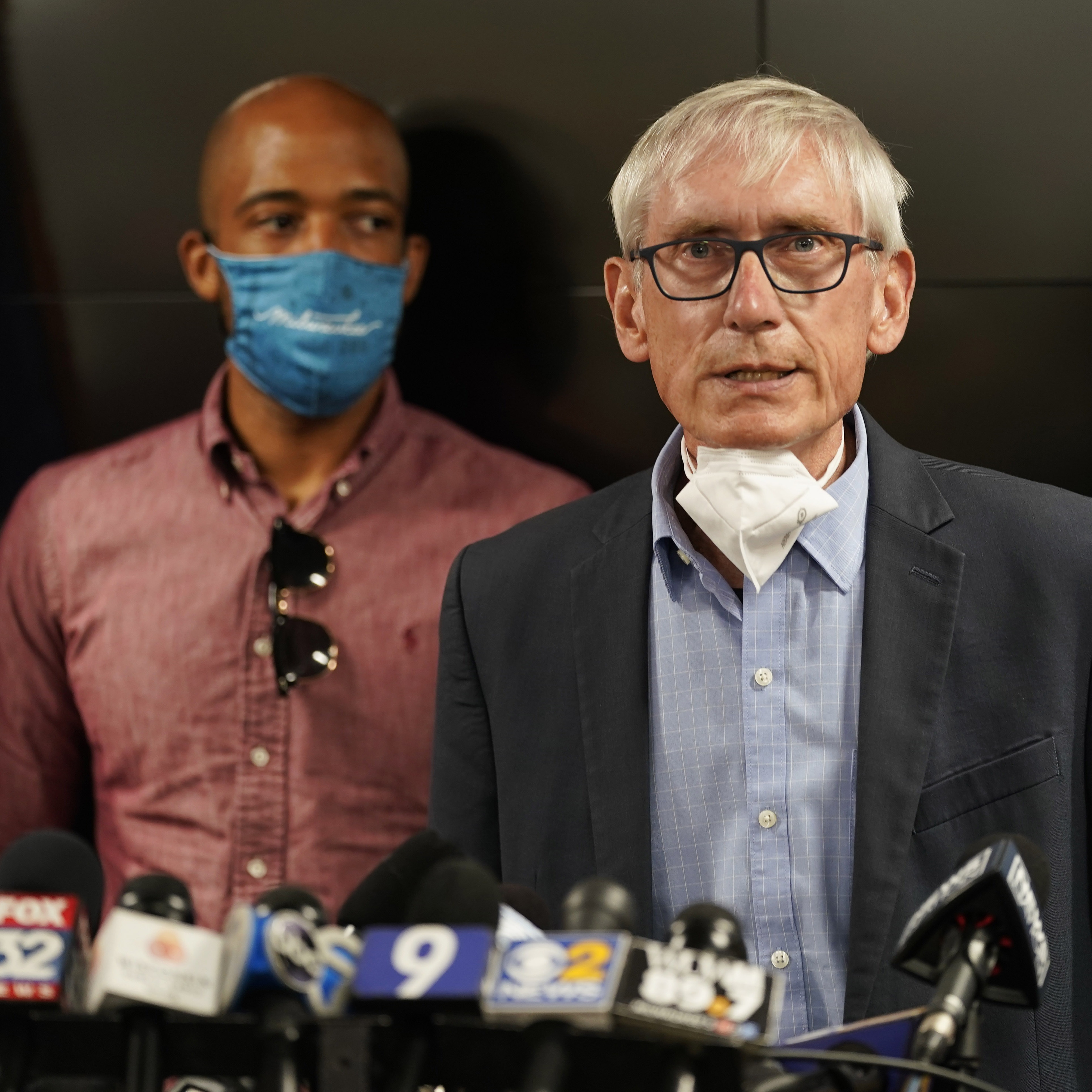 Wisconsin Gov. Tony Evers announced the National Guard would be deployed in anticipation of another round of unrest in Kenosha. Evers is seen during a press conference in August. CREDIT: Morry Gash/AP