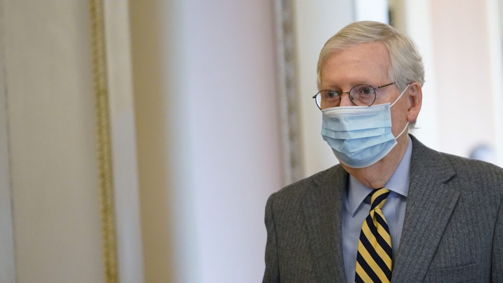 Senate Majority Leader Mitch McConnell, R-Ky., at the Capitol on Wednesday, Dec. 30, 2020. The Senate voted Friday to override President Trump's veto on the annual defense bill. Susan Walsh/AP