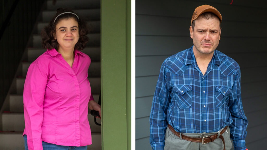 Suzan Mubarak, left, and her boyfriend, Mitch Domier, live only a few miles apart in Bozeman, Mont., yet the pandemic has limited their ability to see each other in person. CREDIT: Louise Johns for KHN