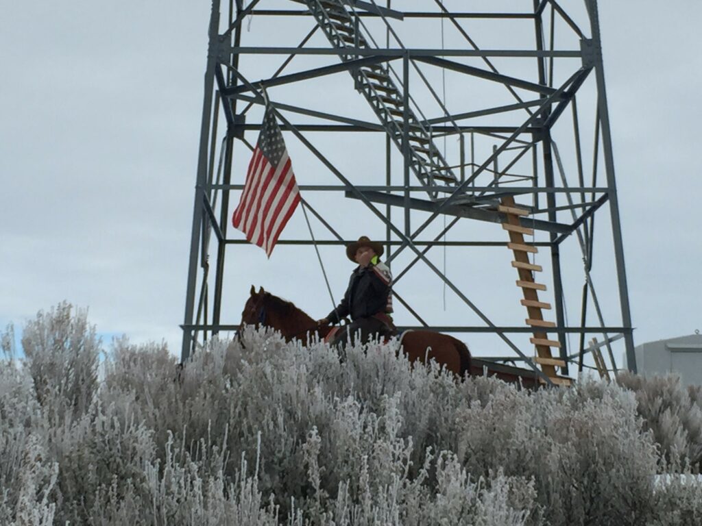 Ammon Bundy riding a horse at the Malheur National Wildlife Refuge Occupation in 2016