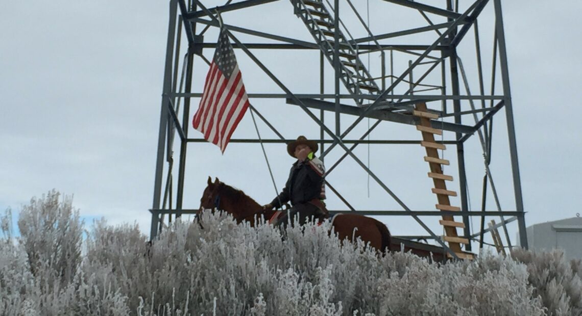 Ammon Bundy riding a horse at the Malheur National Wildlife Refuge Occupation in 2016
