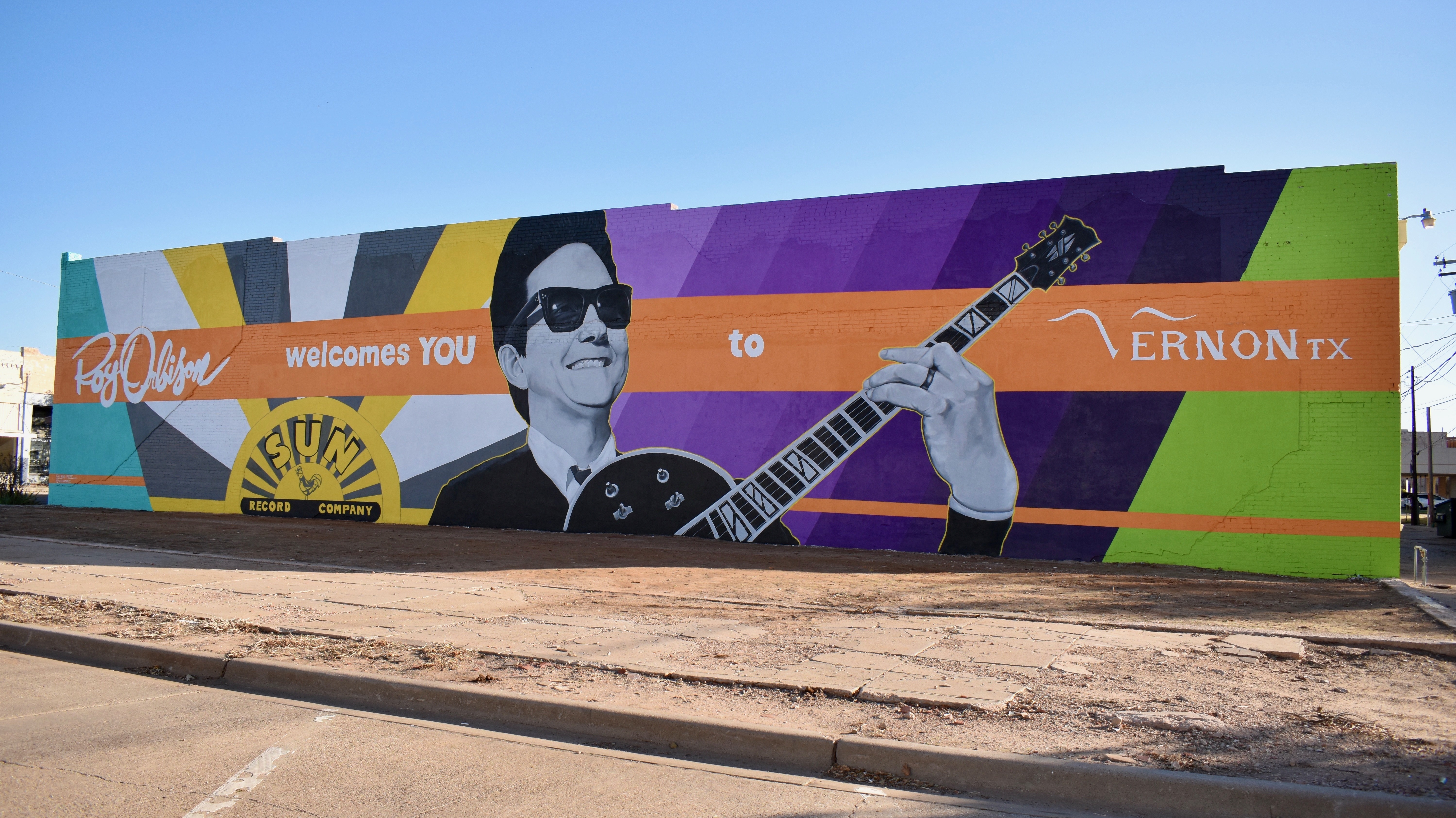 The new mural of Roy Orbison in Vernon, Texas. CREDIT: Ann Arnold-Ogden