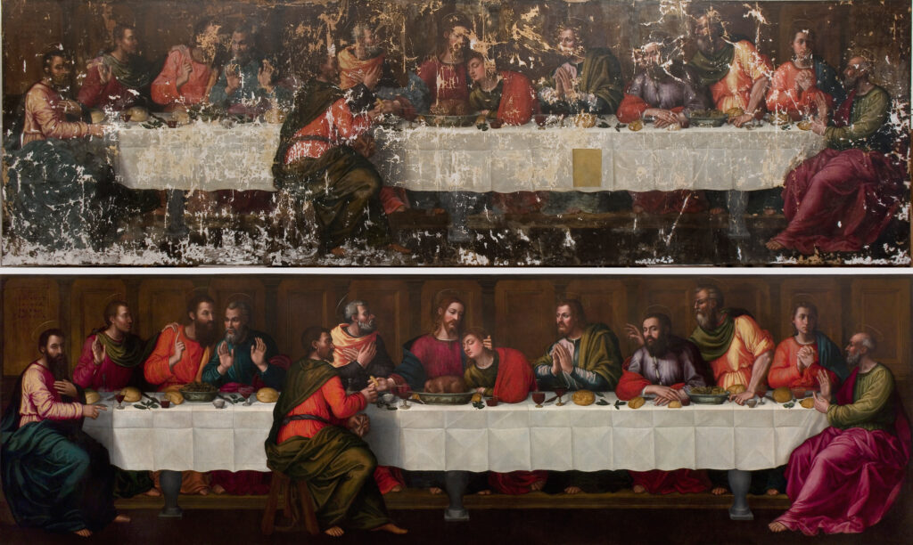 Nelli's Last Supper, before and after restoration. Rabatti & Domingie Firenze/AWA