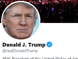 President Trump's Twitter account, @realDonaldTrump, has been permanently suspended, the company announced. CREDIT: Twitter/screenshot