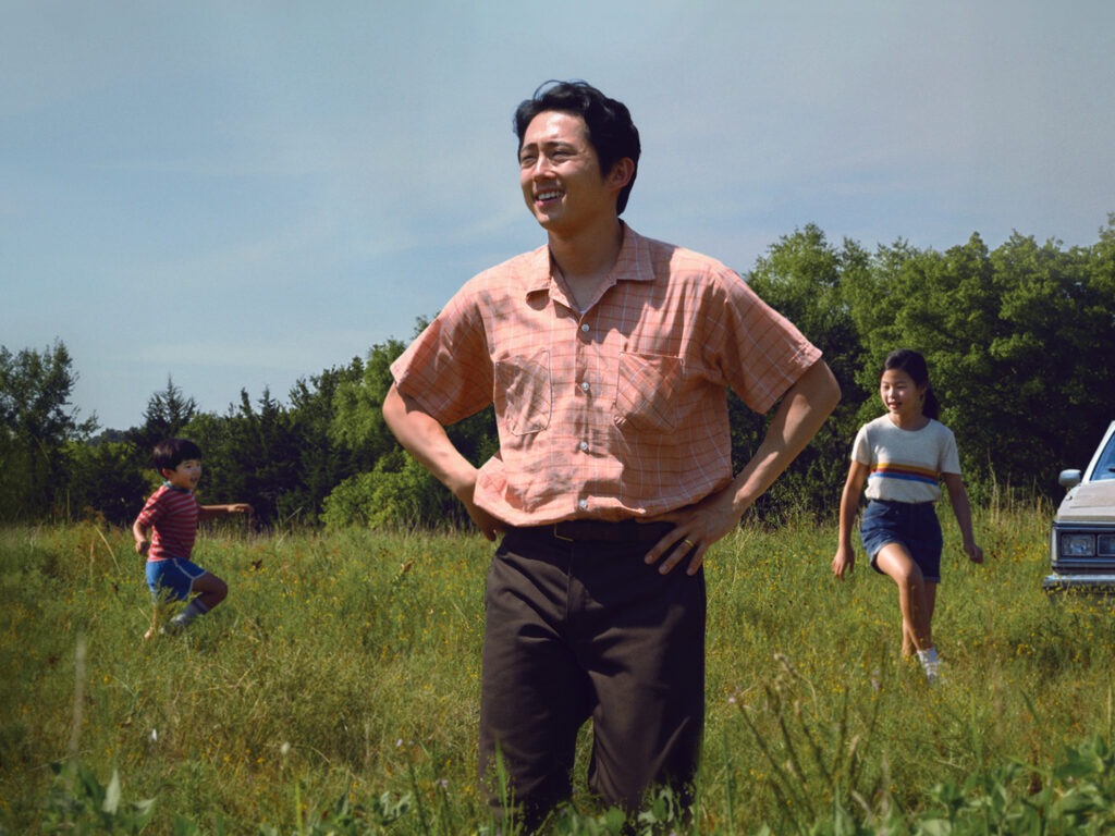 Jacob (Steven Yeun) moves his family from California to farm in rural Arkansas in Minari. A24