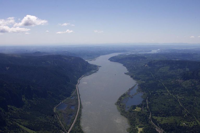 The Columbia River west of the Gorge as it heads toward Portland and out to the Pacific Ocean. CREDIT: Amelia Templeton/OPB